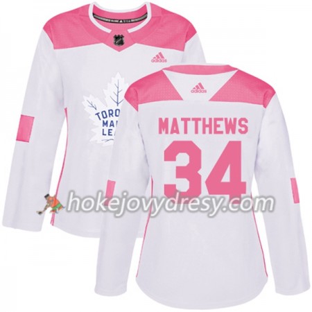 Dámské Hokejový Dres Toronto Maple Leafs Auston Matthews 34 Bílá 2017-2018 Adidas Růžová Fashion Authentic